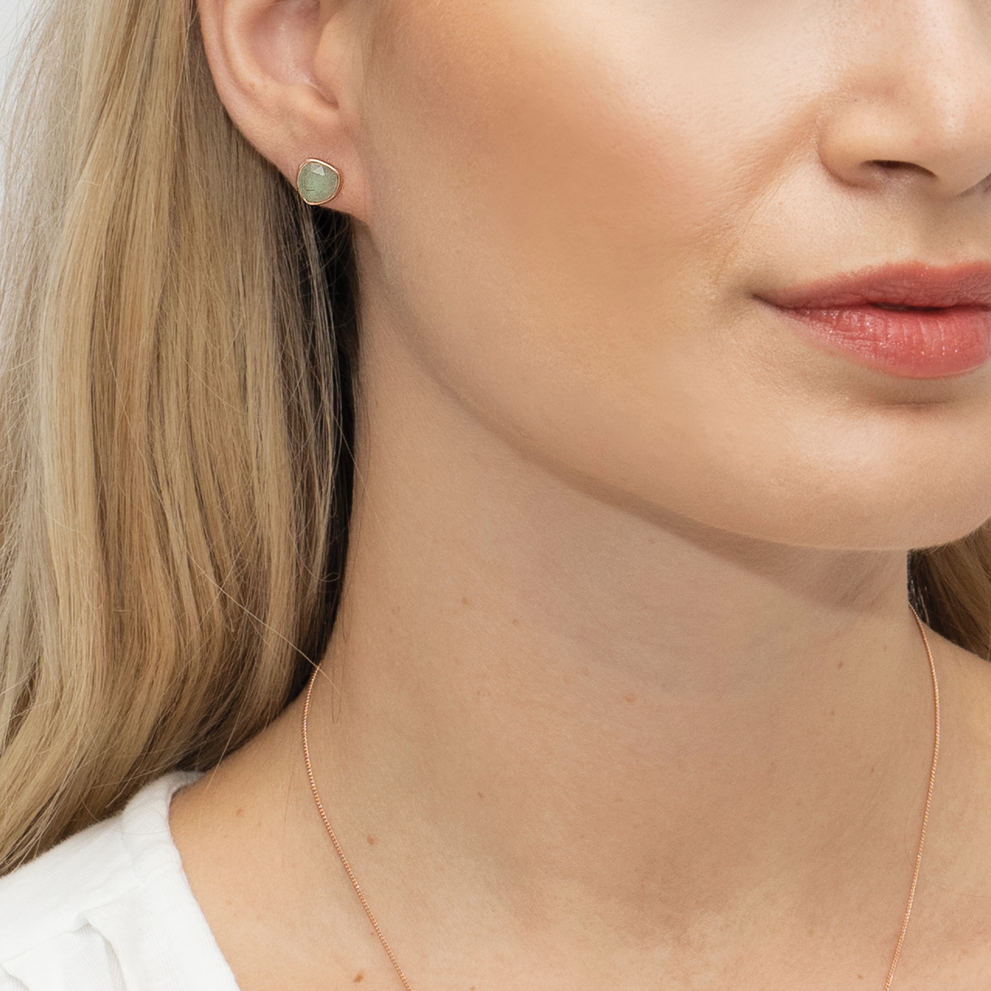 Mountain Moss green aventurine irregular stud Earrings Sarah